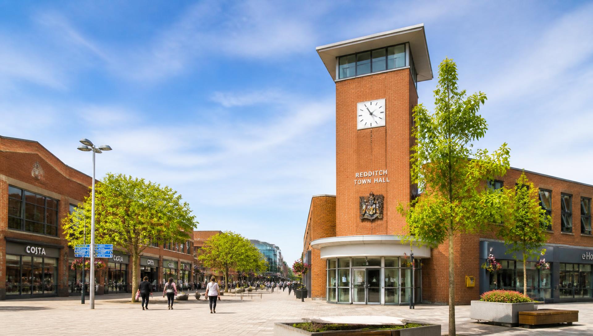 Redditch town centre, where LeapIT supports local manufacturing, engineering and professional businesses