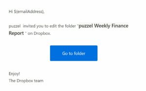 DropBox Fake Phishing Email